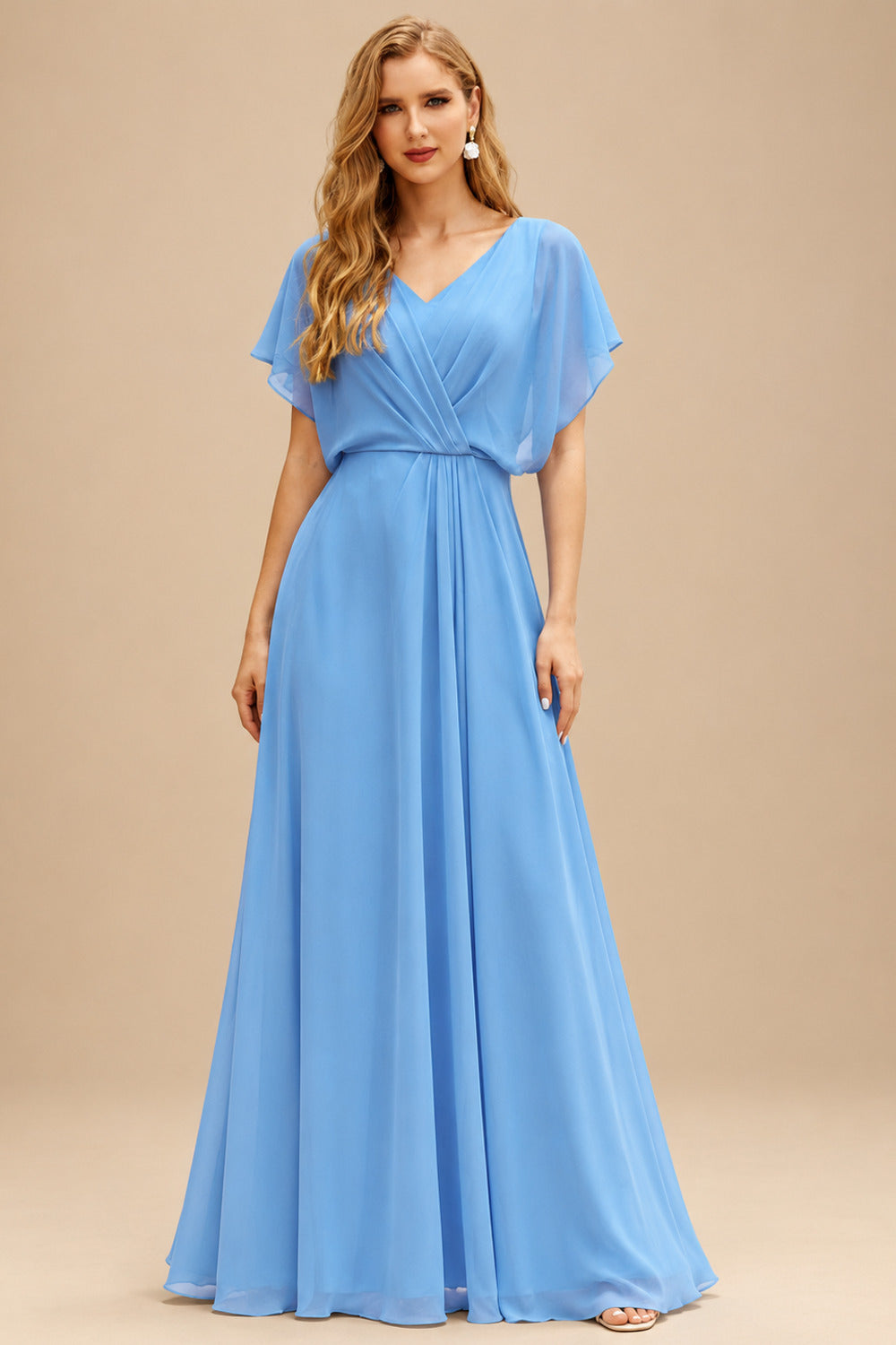 Rutipo Sky Blue V Neck Fitted Short Sequin-Print Homecoming Dress with Glitter