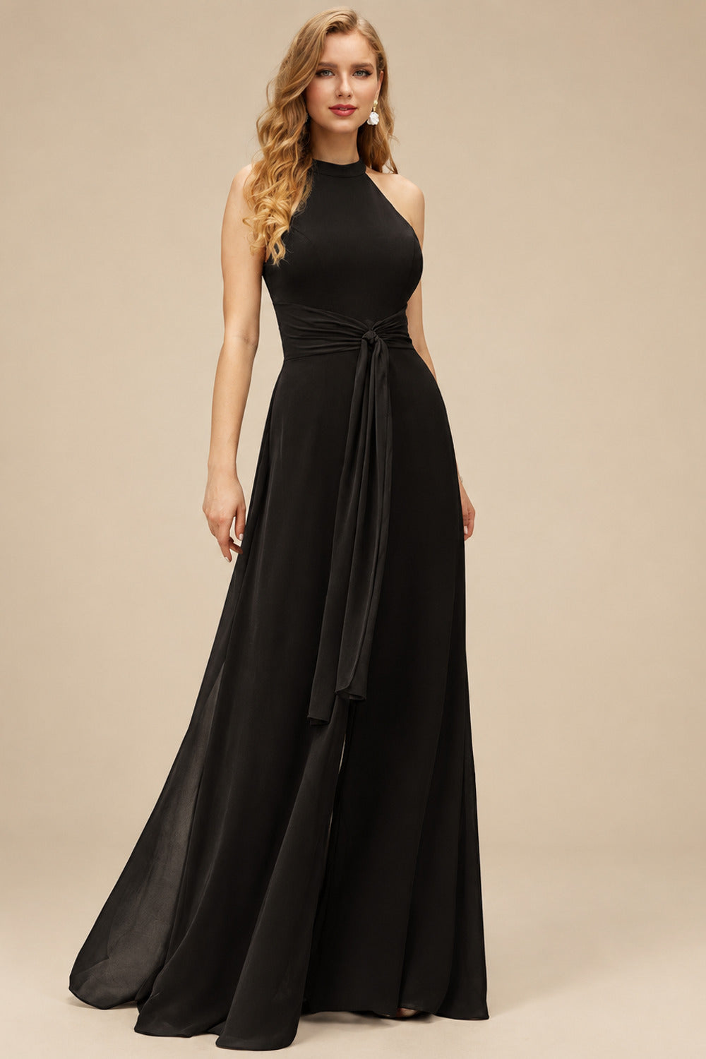 Rutipo Black Jumpsuit/Pantsuit High Neck Bridesmaid Dresses With Cascading Ruffles
