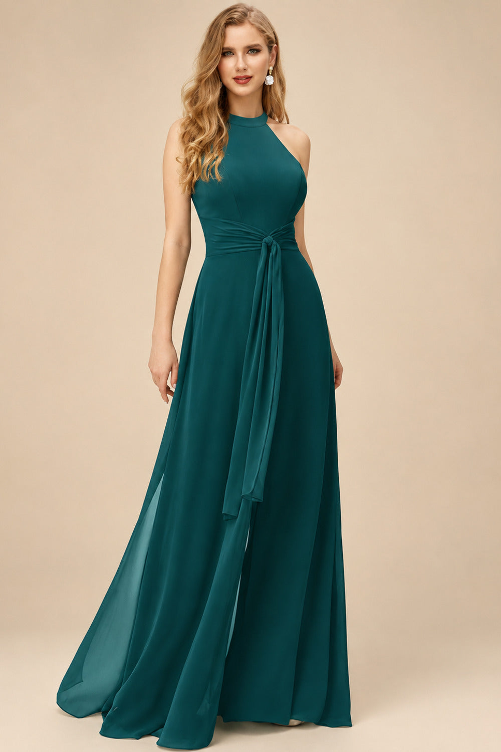 Rutipo Peacock Jumpsuit/Pantsuit High Neck Bridesmaid Dresses With Cascading Ruffles