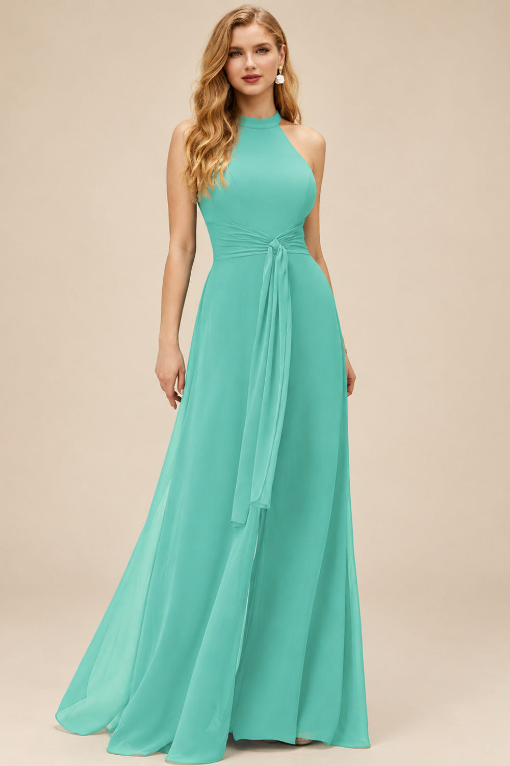 Rutipo Spa Jumpsuit/Pantsuit High Neck Bridesmaid Dresses With Cascading Ruffles