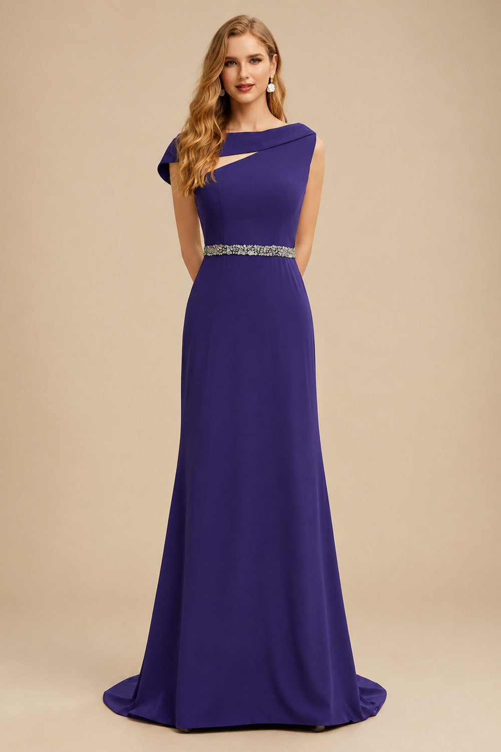 Rutipo As Picture Sheath/Column Asymmetrical Sleeveless Sweep Train Bridesmaid Dresses