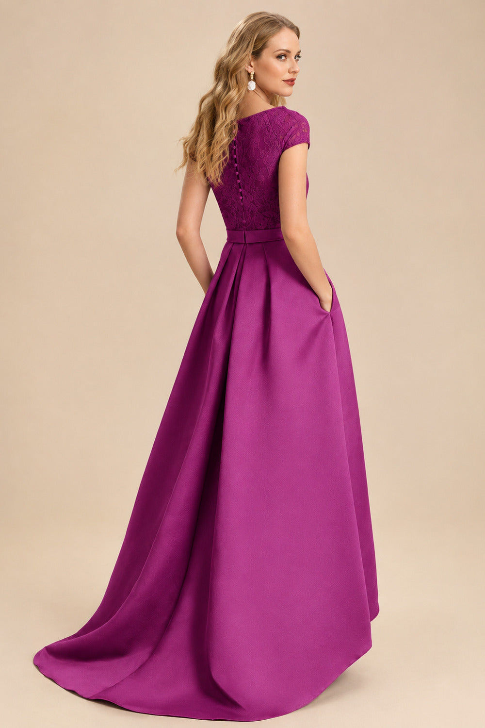 Rutipo Orchid Lace Elegant A-Line Evening Dresses With Beading Satin
