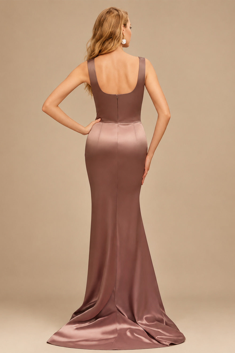 Rutipo As Picture Square Neckline High Slit Evening Dresses