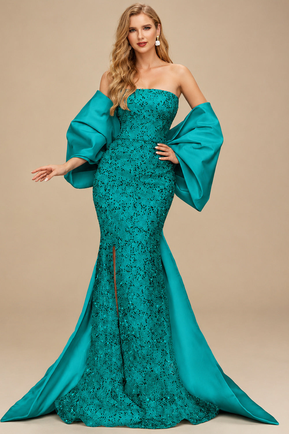 Rutipo Jade Trumpet/Mermaid Off-The-Shoulder Sequined Evening Dresses With Split Front