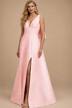 Rutipo Petal V-Neck Satin A-Line Mother Of The Bride Dresses With Bow