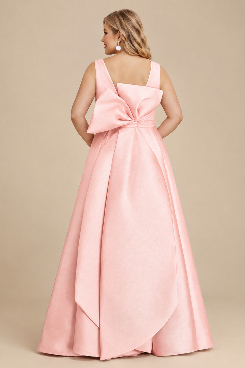 Rutipo Petal V-Neck Satin A-Line Mother Of The Bride Dresses With Bow