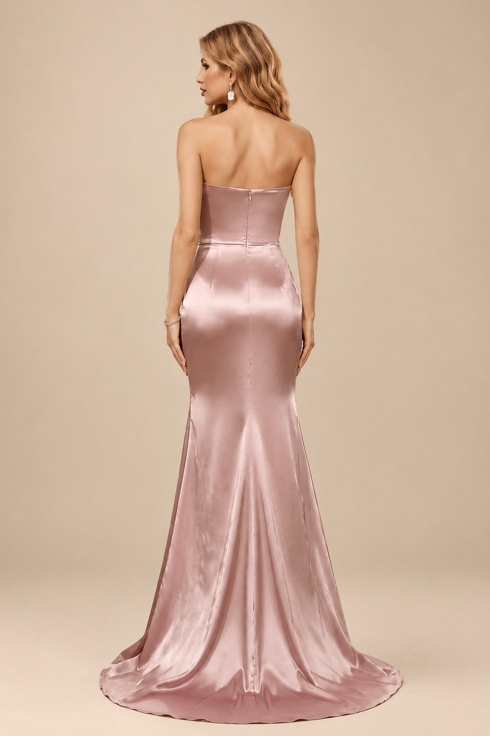 Rutipo As Picture Sheath/Column Halter Charmeuse Prom Dresses With High Split