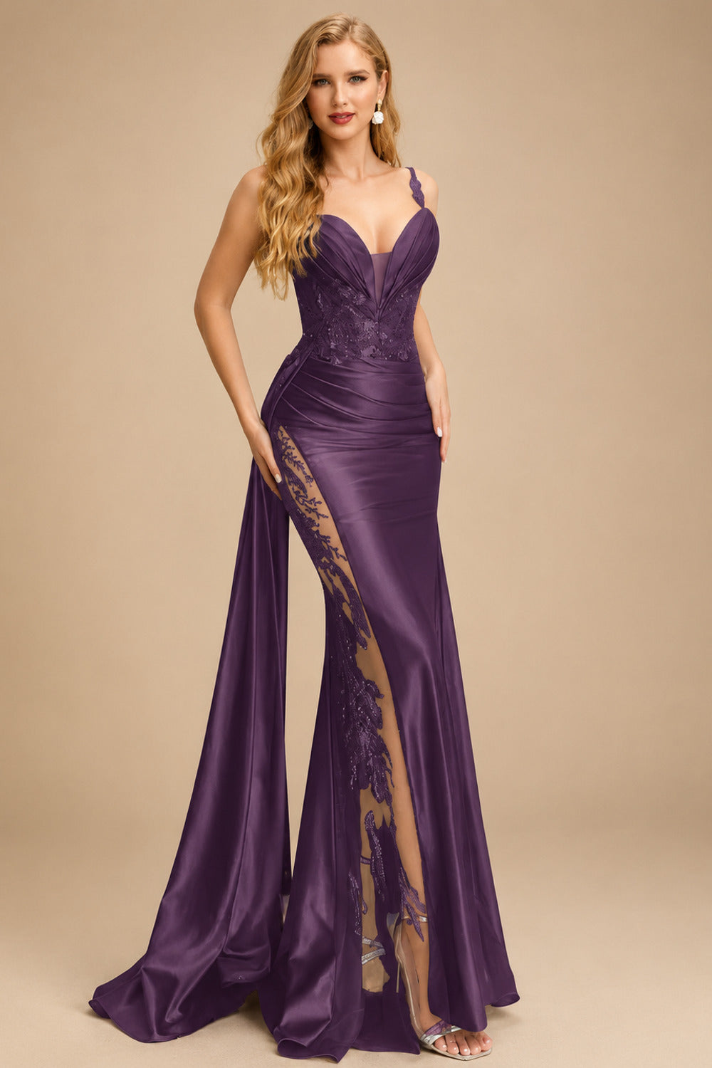 Rutipo Grape Sexy Sweetheart Trumpet/Mermaid Sparkly Lace Prom Dresses
