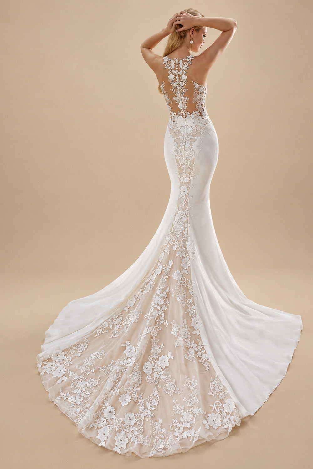 Rutipo As Picture Luxury Trumpet/Mermaid V-Neck Lace/Elastic Satin Wedding Dresses